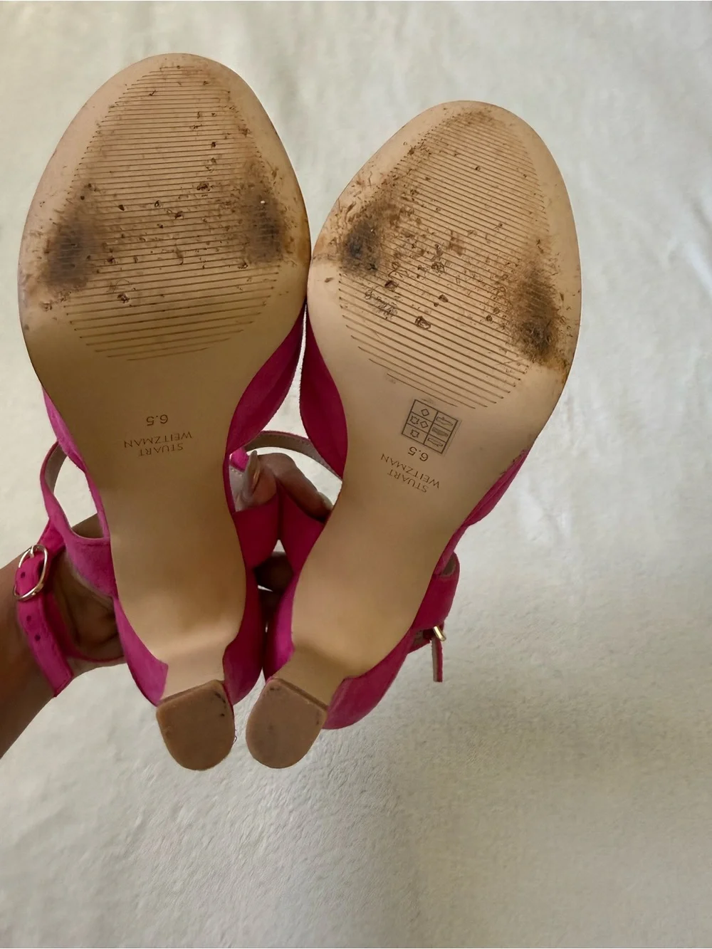 Stuart Weitzman Fuchsia Suede Platform Pumps – Size 6.5